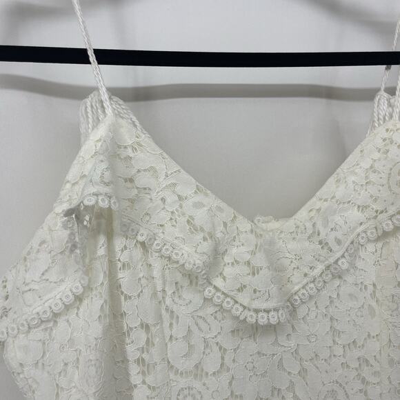 Cupcakes & Cashmere Size 6 Lace Ruffle Dress Ivory White Coquette Sleeveless - Picture 4 of 9